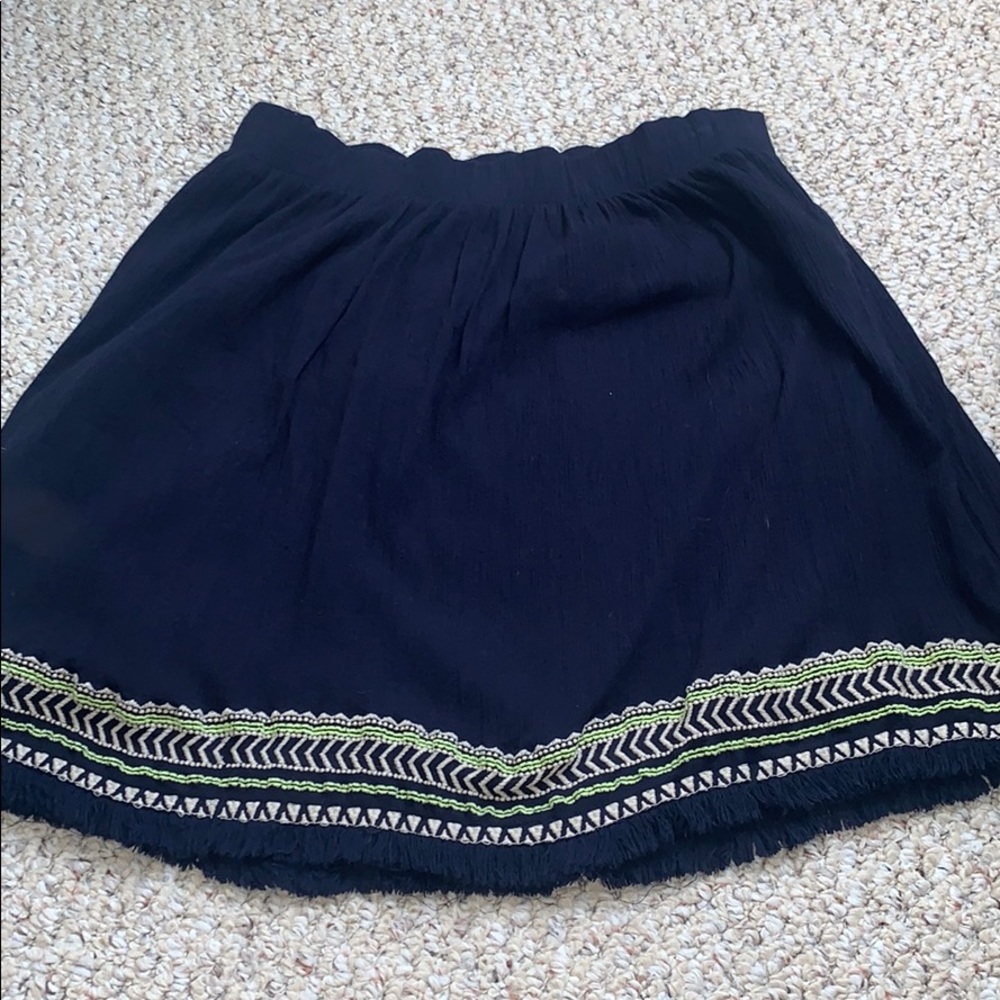 LOFT Navy Skirt with Embroidery - size M